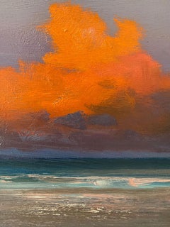 5pm di A. Richard Blades.  Dipinto a olio di un paesaggio marino al crepuscolo. L'influenza di Turner.