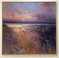 Última por Richard K Blades. Paisaje marino con sol poniente pintado al óleo