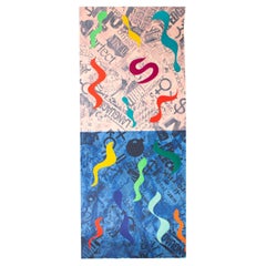 Richard Kalina, signierte Lithographie und Collage „See level“, 1993