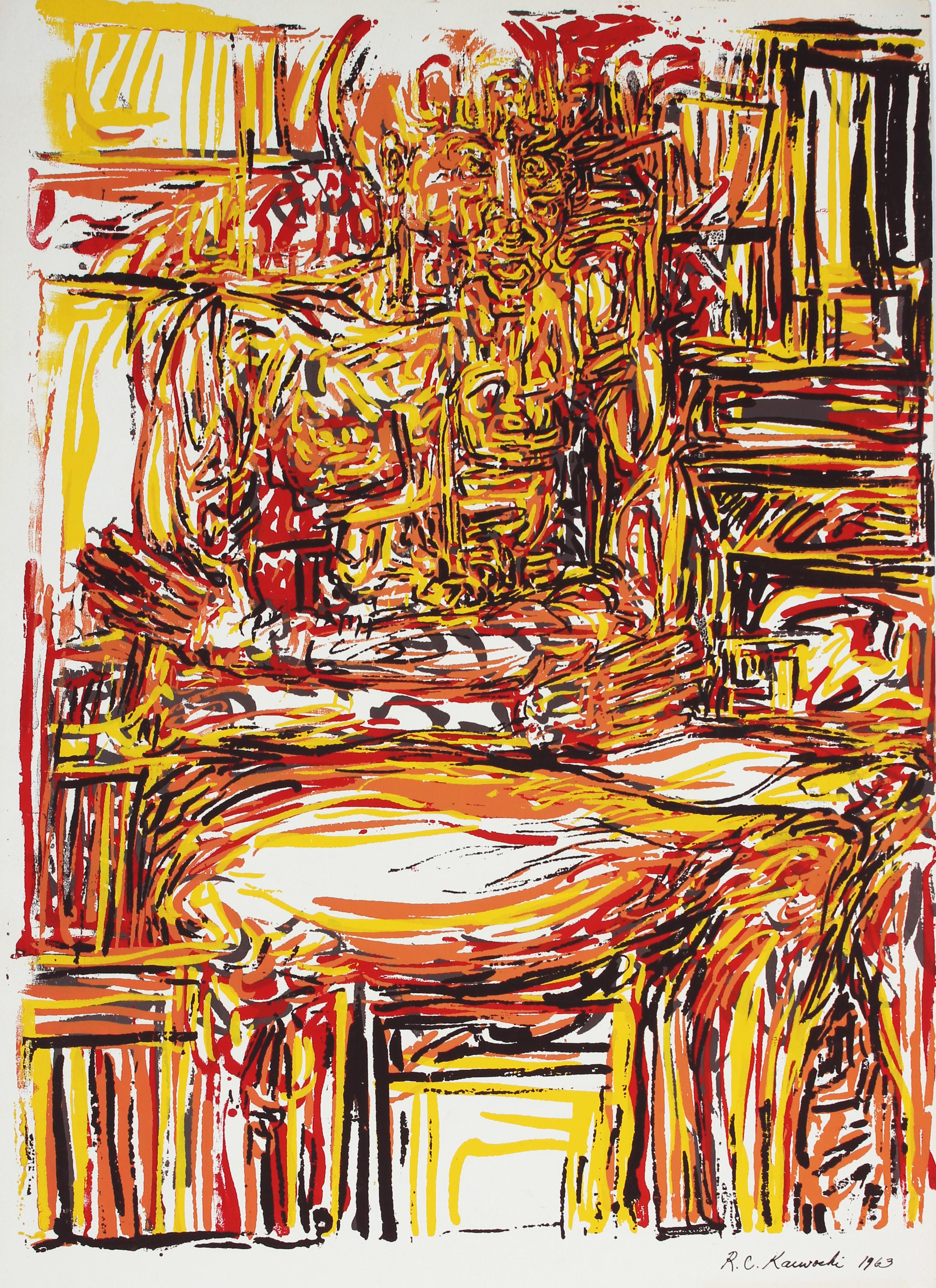 Abstracted Seated Portrait Serigraph, 1969