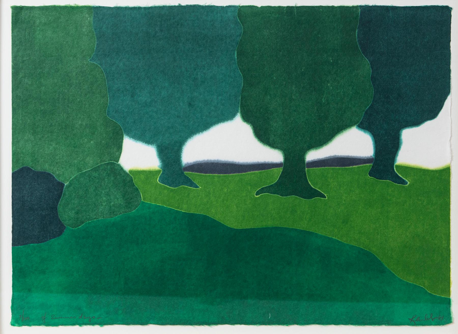 Richard Kemble, Of Summer Days, Editioned Woodblock Print, 1981. Signed, titled, dated and editioned 7/100 in pencil on print recto.
