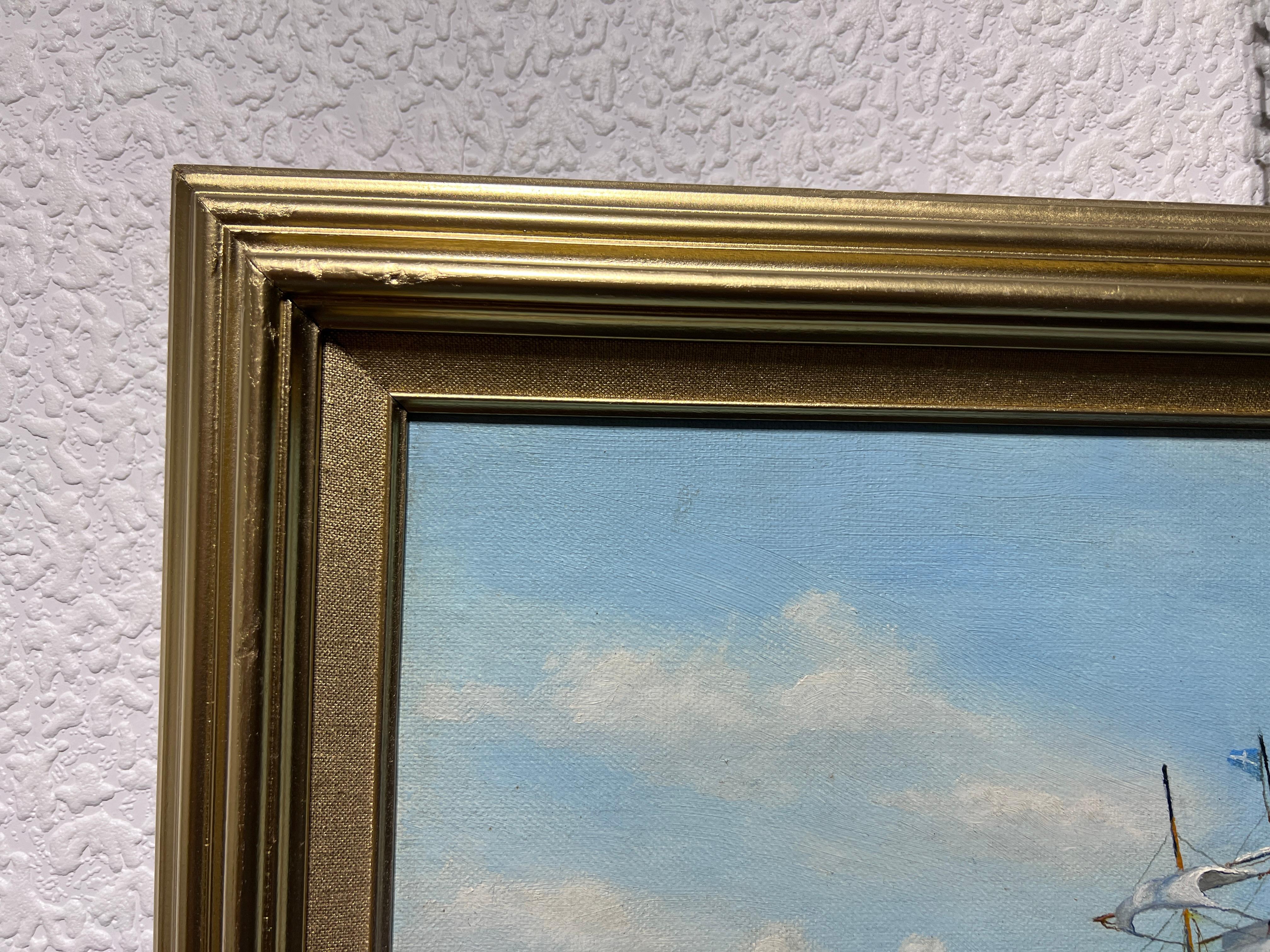 American Artist Richard Kerber Vintage oil painting on board, Seascape, Framed For Sale 4