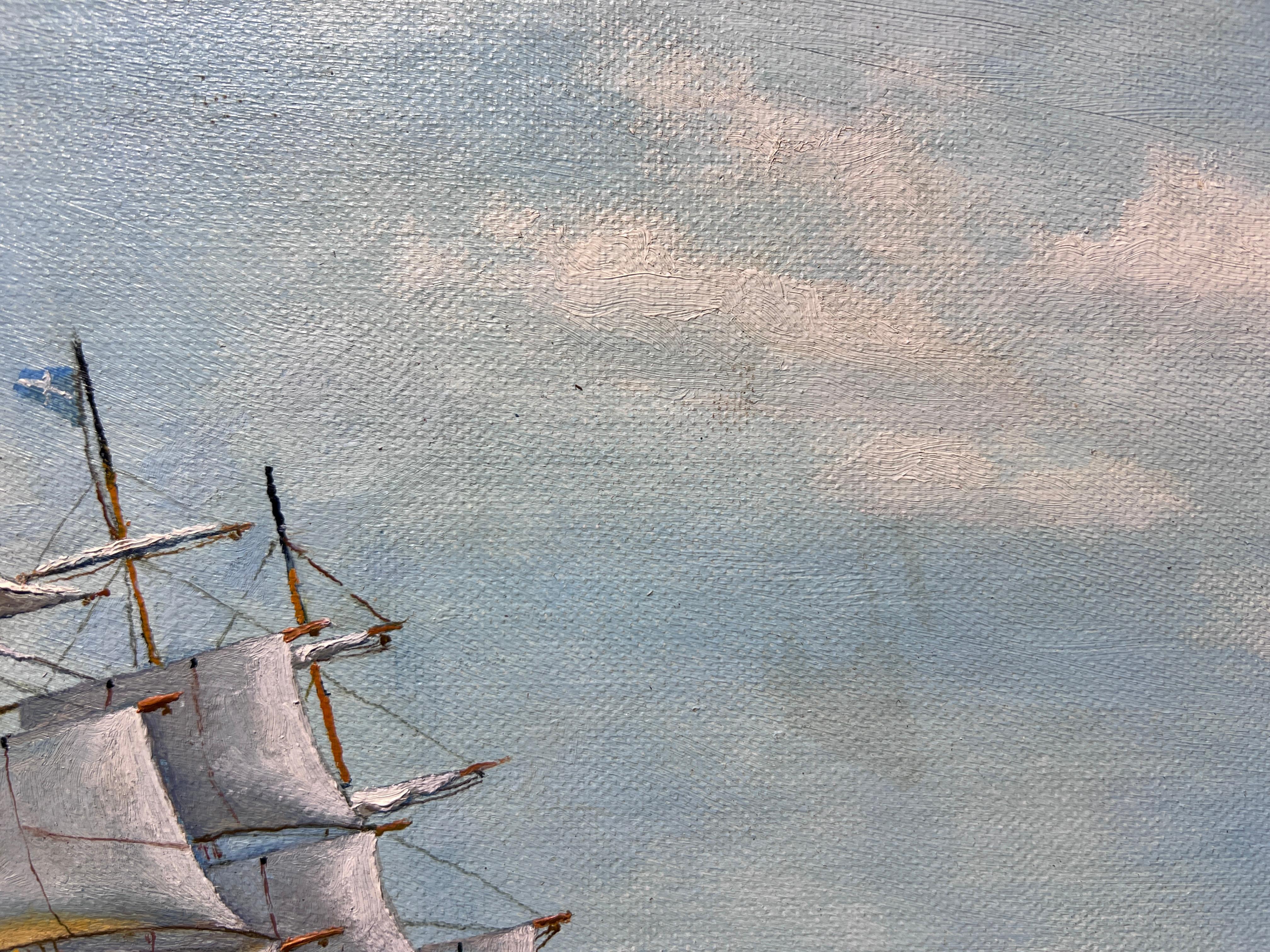 American Artist Richard Kerber Vintage oil painting on board, Seascape, Framed For Sale 8