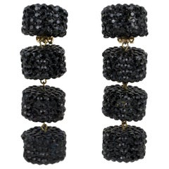 Richard Kerr Black Crystal Cascading Clip Earrings