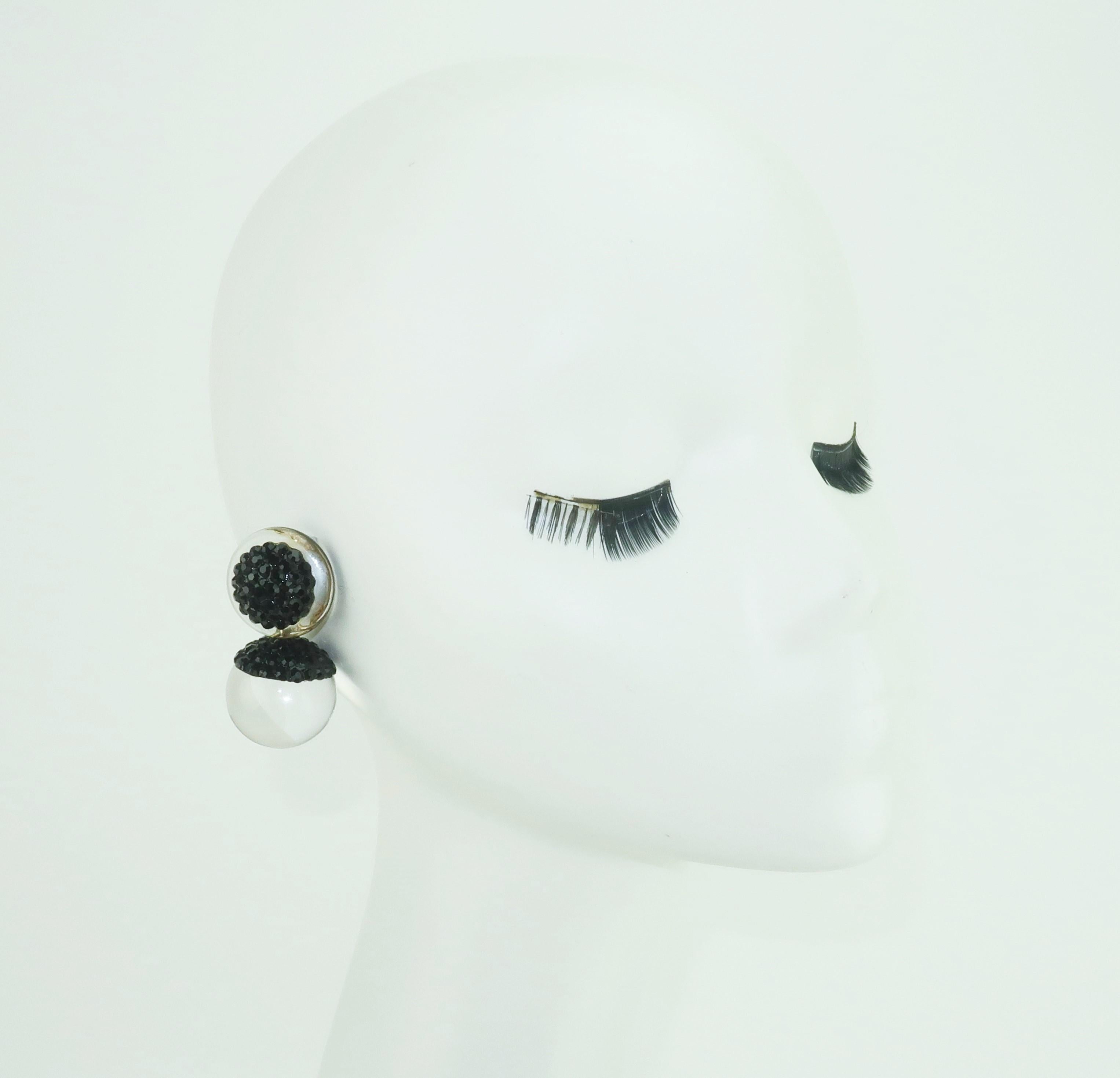 Richard Kerr Black Pave Crystal & Acrylic Drop Earrings, 1980’s 4