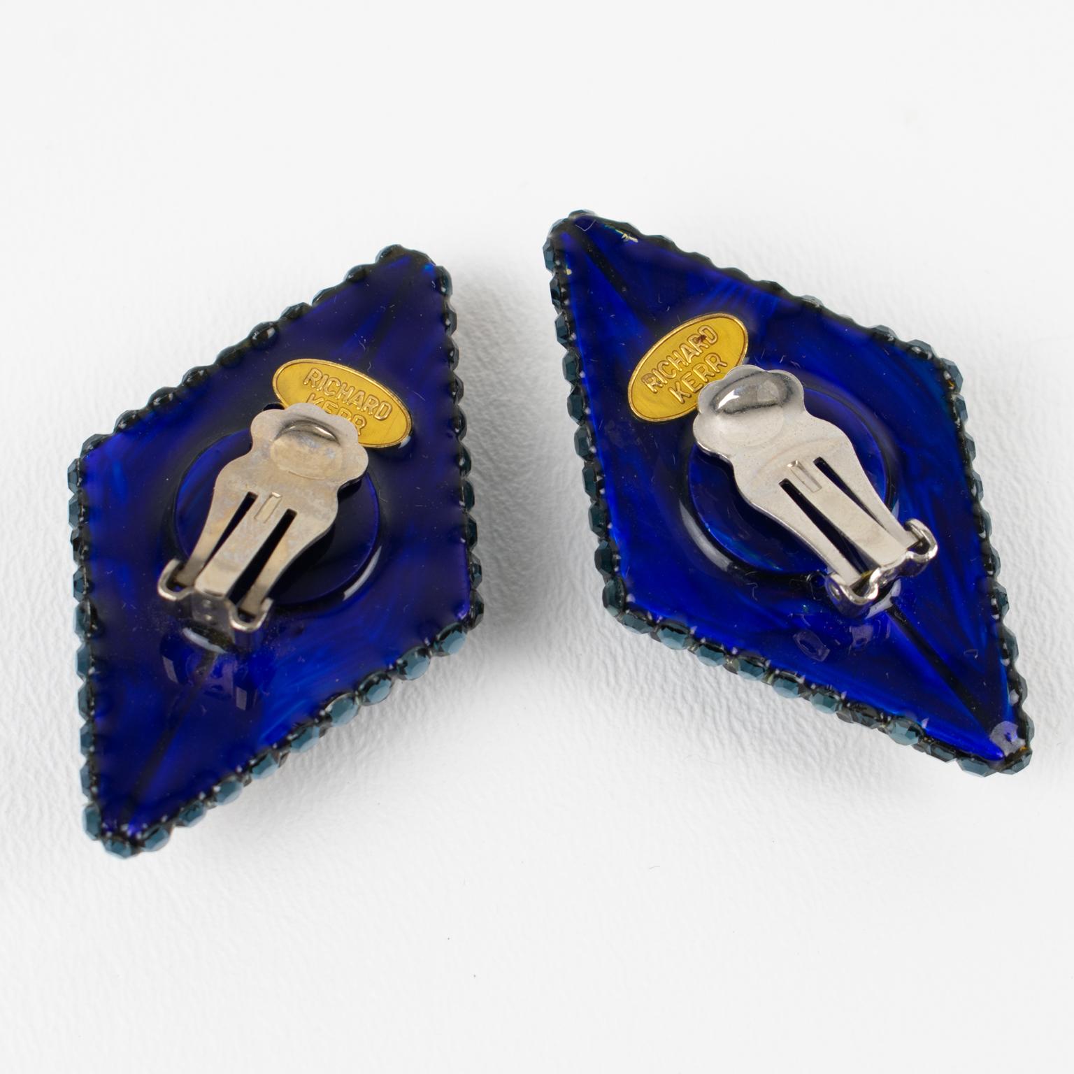 Richard Kerr Jewell Earrings Blue and Silver (boucles d'oreilles composées de bijoux) Excellent état - En vente à Atlanta, GA