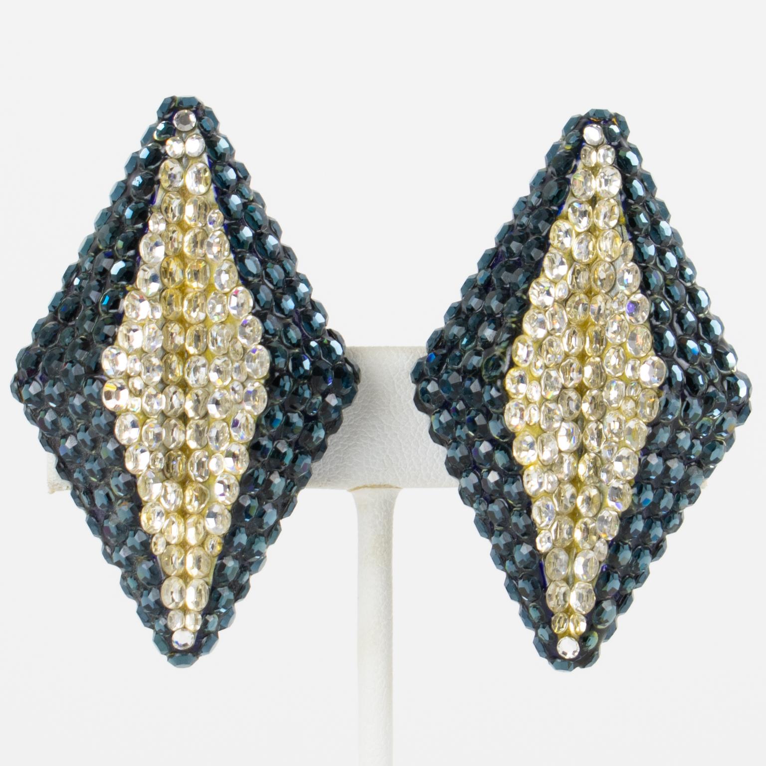 Richard Kerr Jewell Earrings Blue and Silver (boucles d'oreilles composées de bijoux) en vente 2