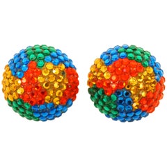 Vintage Richard Kerr Colorful Rhinestone Earrings, 1980s