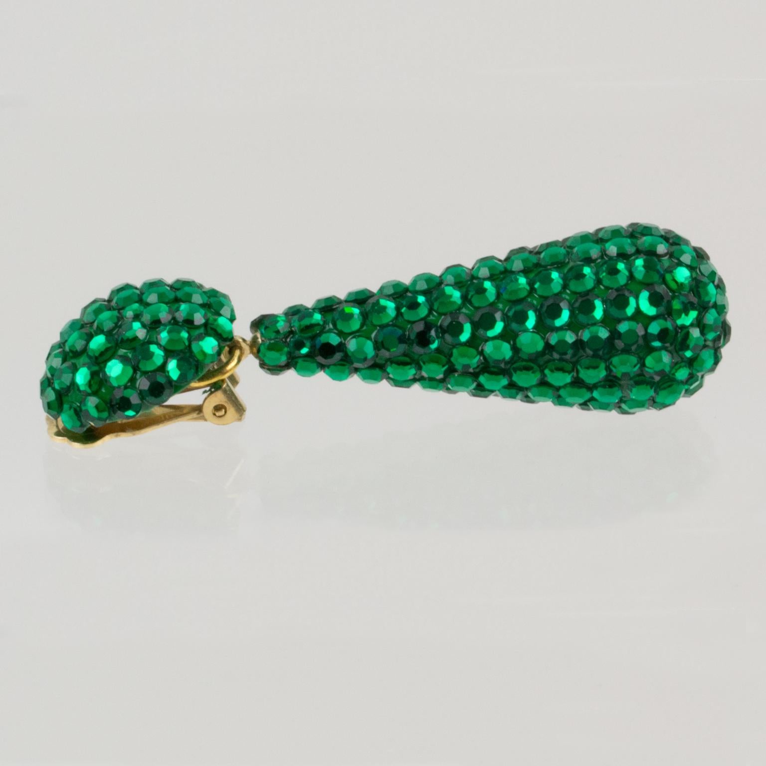 Richard Kerr Dangle Green Crystal Clip Earrings 2