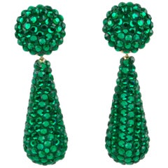 Richard Kerr Dangle Green Crystal Clip Earrings