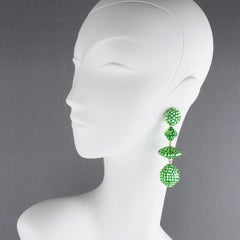 Richard Kerr Dangle Pistachio Green Crystal Clip Earrings