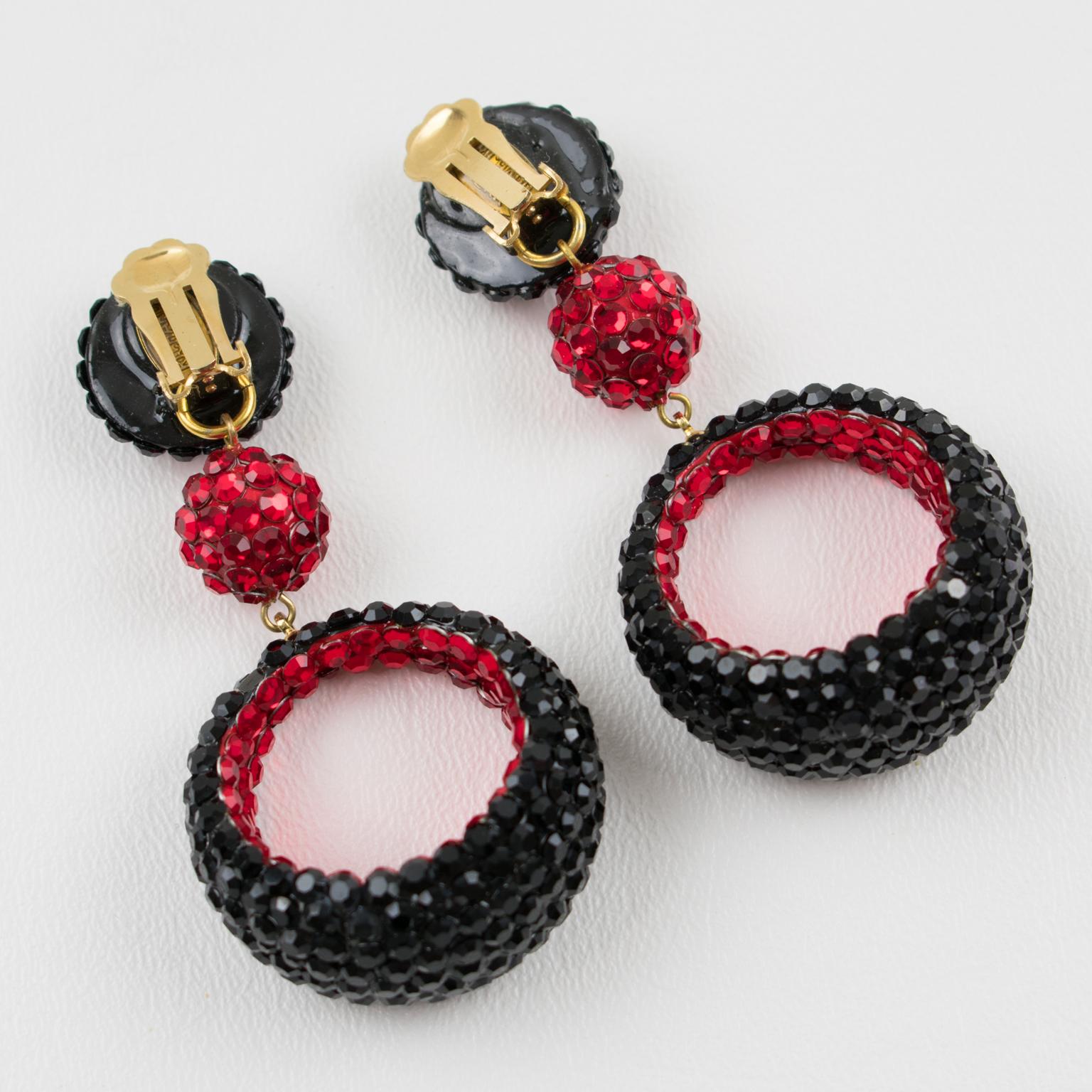 red and black dangle earrings