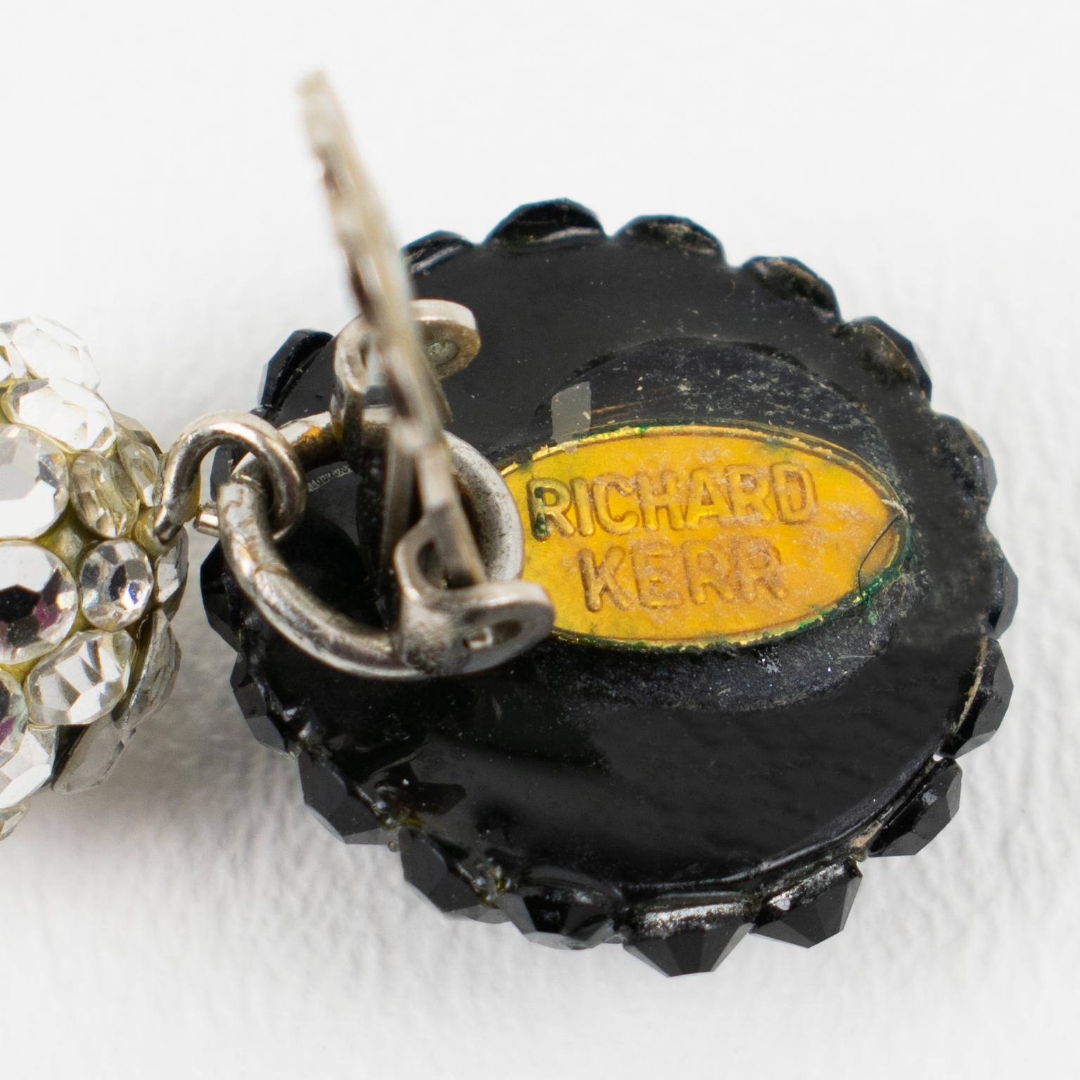 Women's or Men's Richard Kerr Silver and Black Jewelled Earrings For Sale