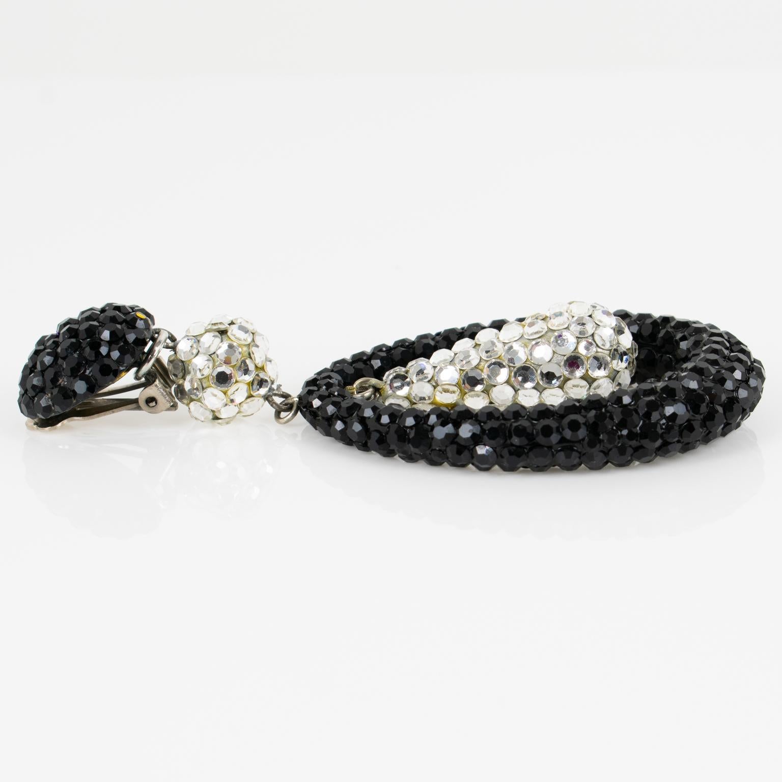 Richard Kerr Silver and Black Jewelled Earrings For Sale 1
