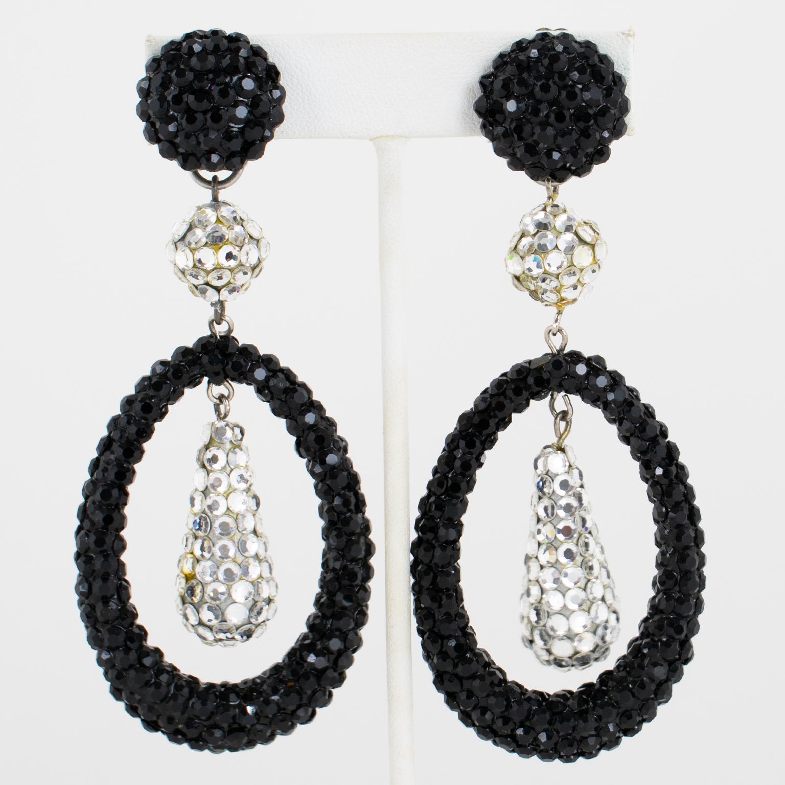 Richard Kerr Silver and Black Jewelled Earrings For Sale 2