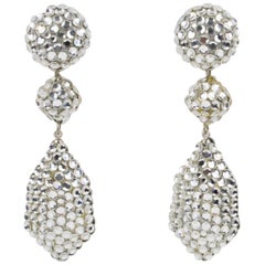 Richard Kerr Dangle Silver Crystal Clip Earrings