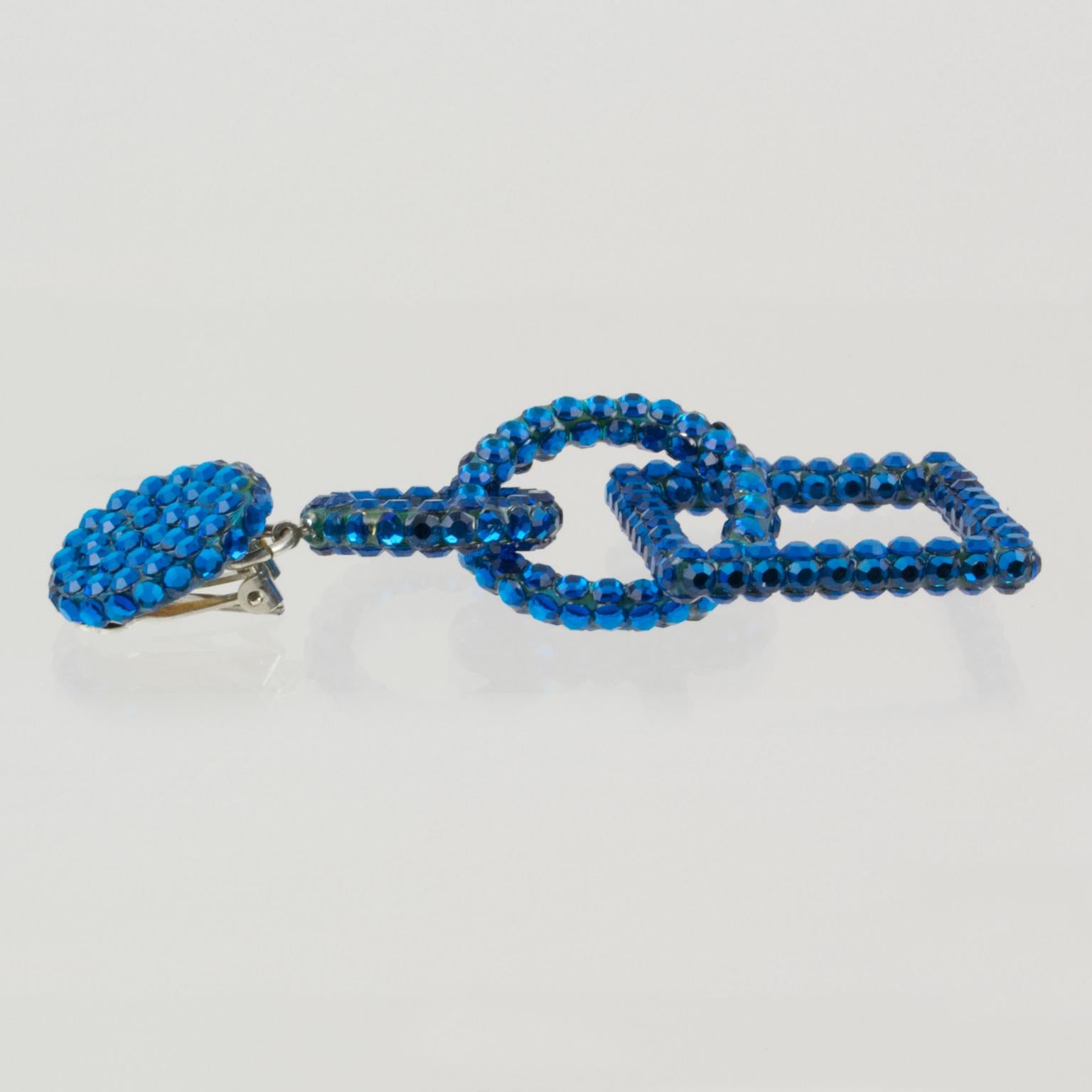 Richard Kerr Dangle Blue Crystal Clip Earrings 2