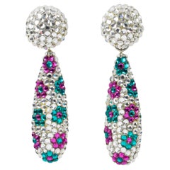 Orecchini a clip Jewell di Richard Kerr in turchese e cristallo fucsia
