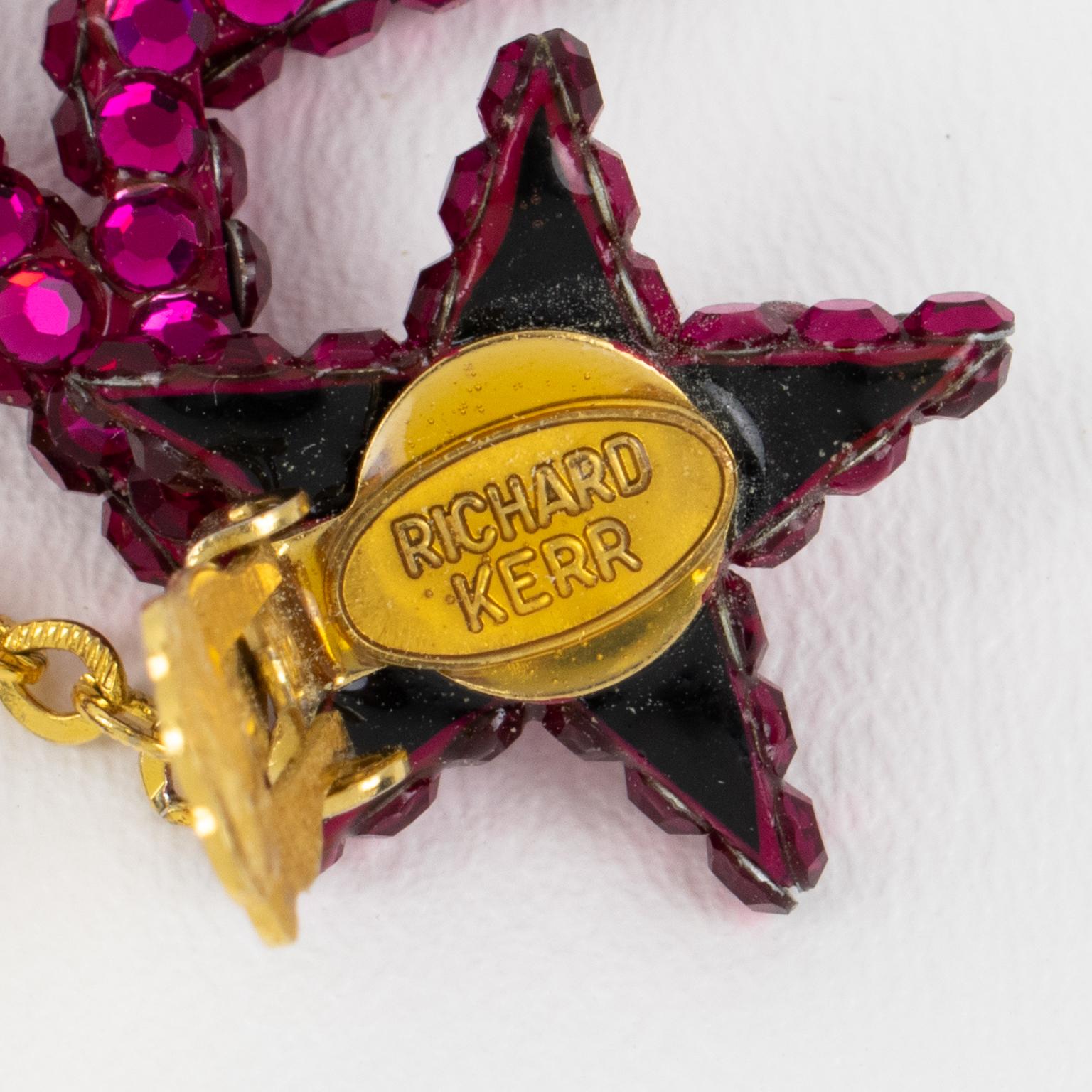 Femenino o masculino Richard Kerr Pendientes de clip en forma de estrella colgante fucsia en venta