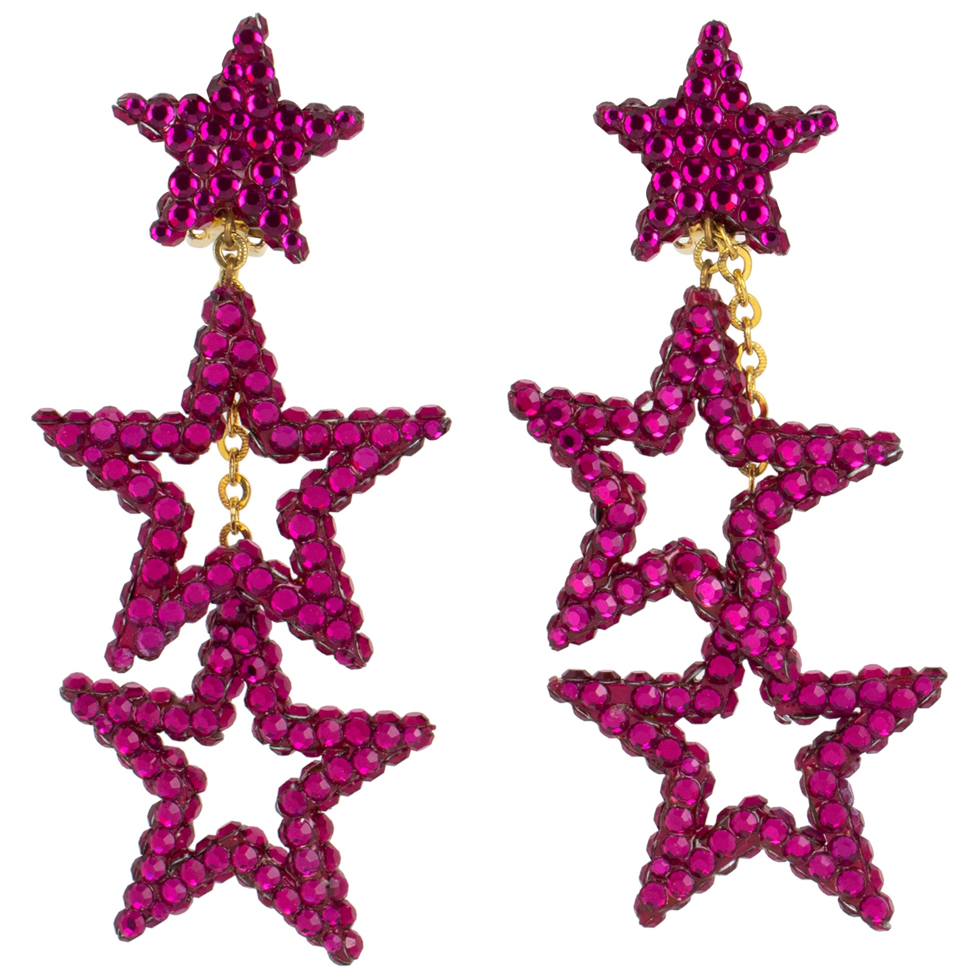 Richard Kerr Pendientes de clip en forma de estrella colgante fucsia en venta