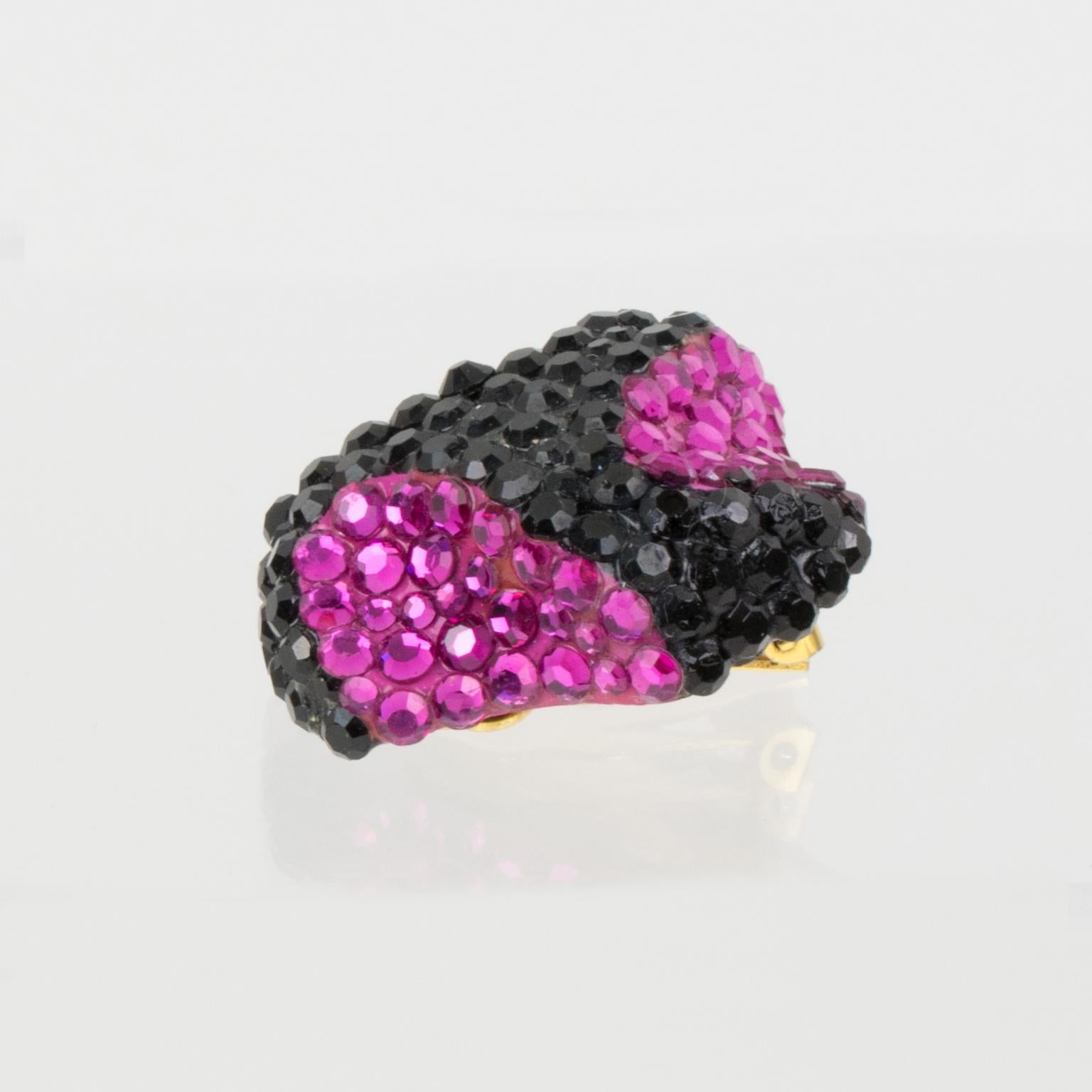 Richard Kerr Pendientes de clip con joyas Negro y fucsia en venta 3