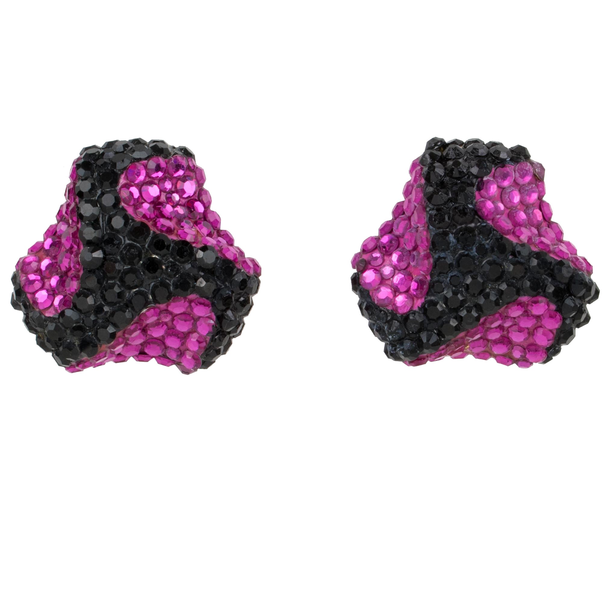 Richard Kerr Jeweled Clip Earrings Black and Fuchsia