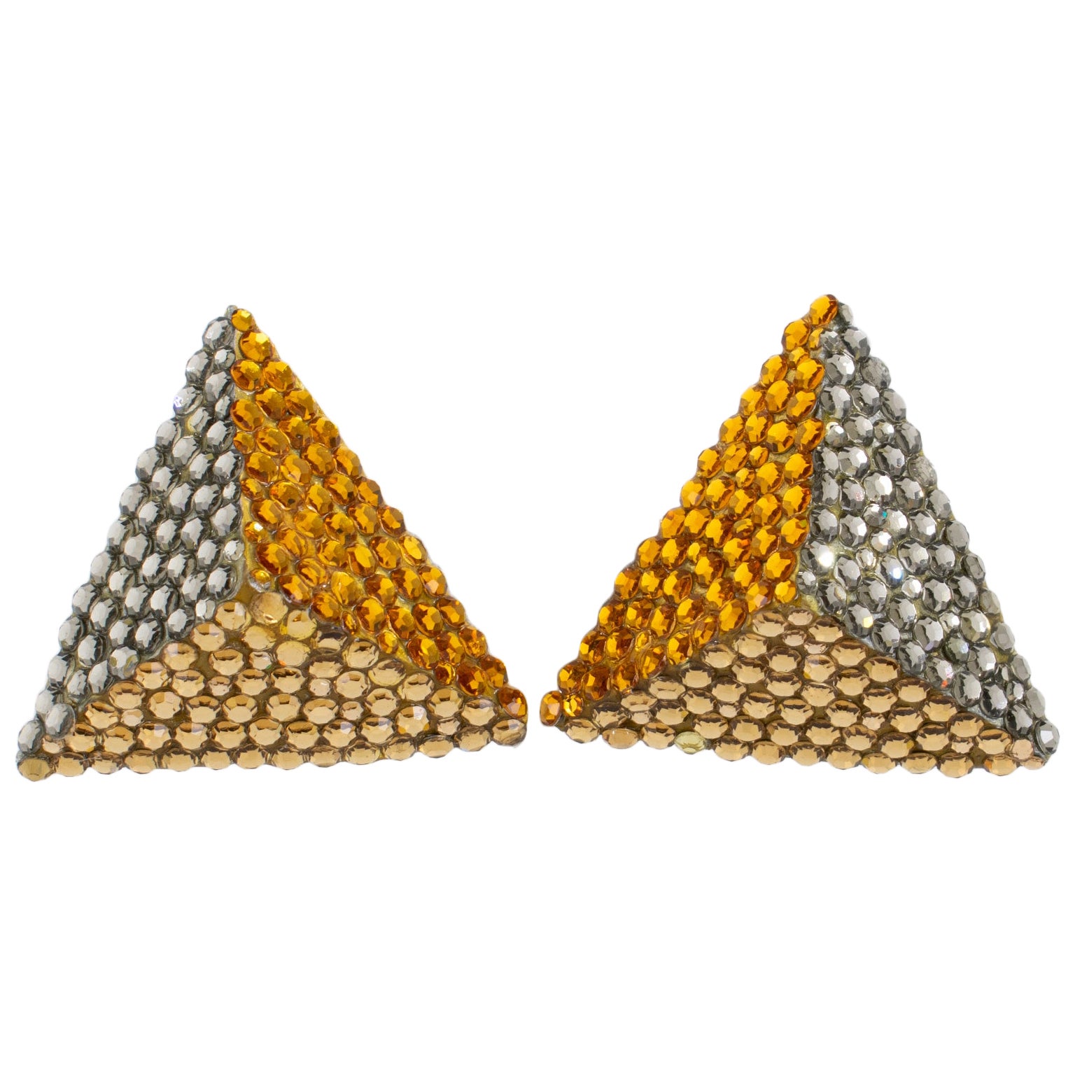 Pendientes de clip piramidales con joyas Richard Kerr en venta