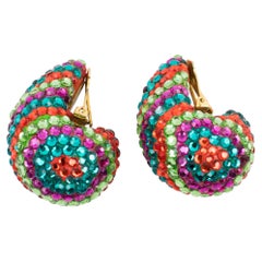 Richard Kerr Jewelled Earrings Multicolor Nautilus