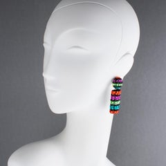 Richard Kerr Multicolor Jeweled Dangle Clip Earrings