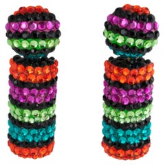 Richard Kerr Multicolor Jeweled Dangle Clip Earrings