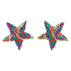 Vintage Richard Kerr Multicolor Star Jeweled Clip Earrings