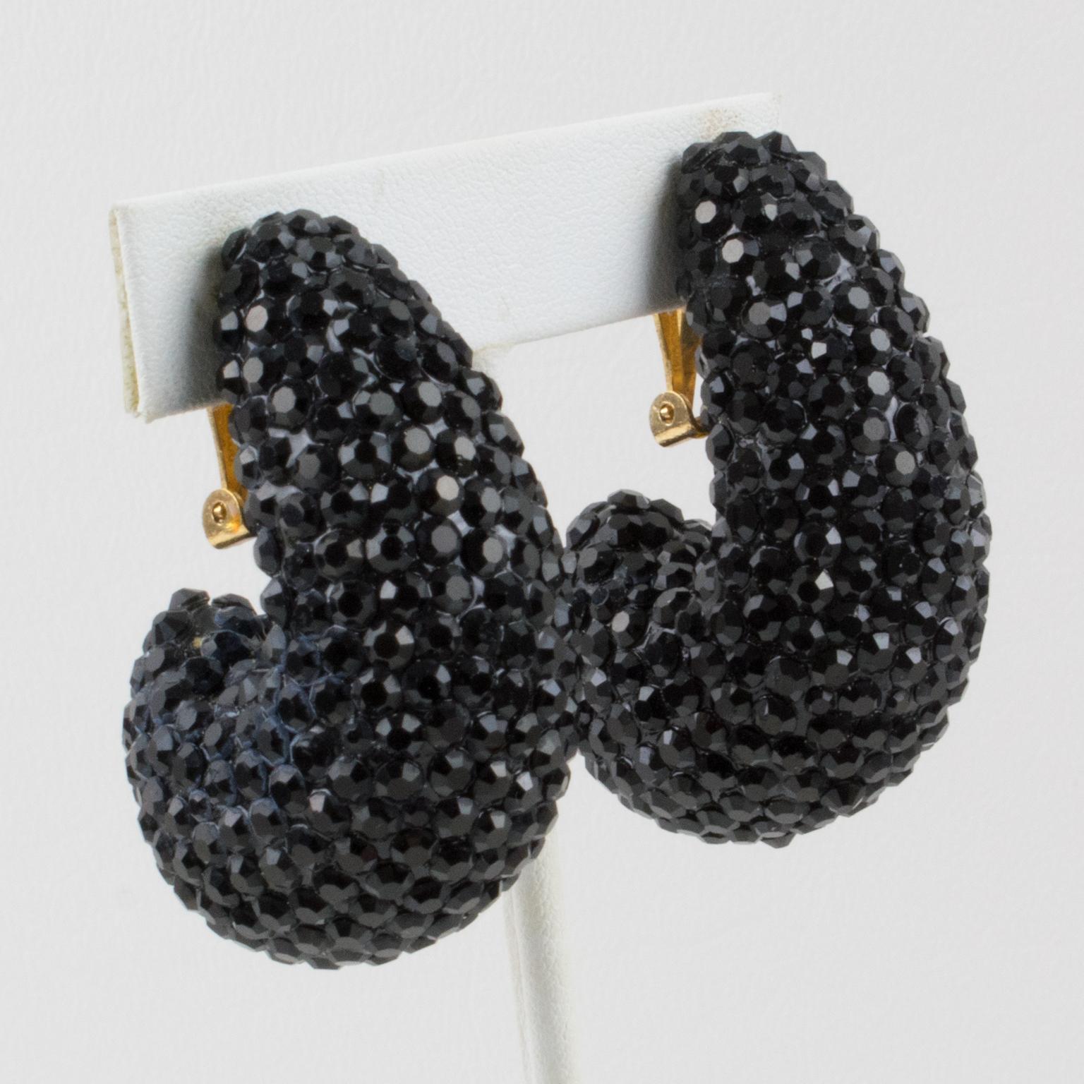Richard Kerr Nautilus Black Crystal Clip Earrings 1