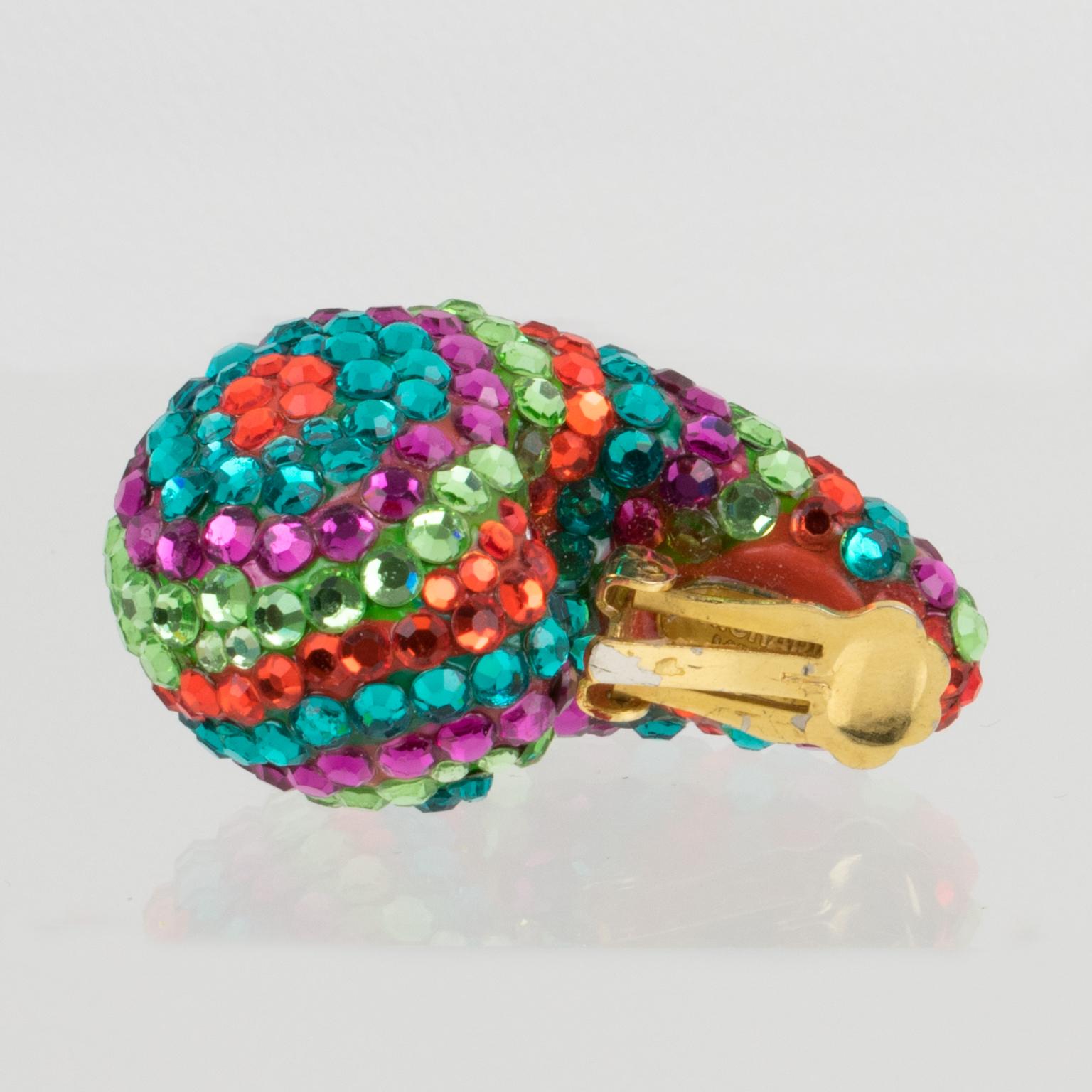Richard Kerr Jewelled Earrings Multicolor Nautilus For Sale 6
