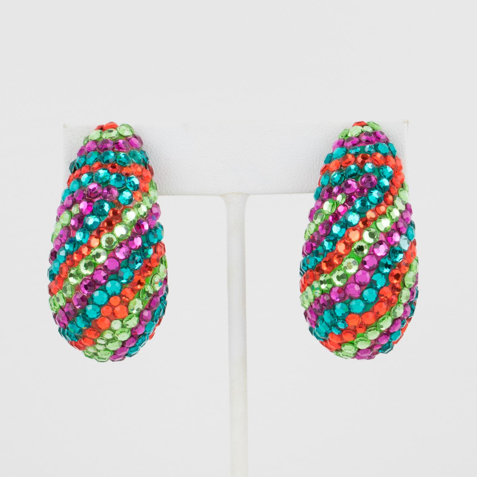 Richard Kerr Jewelled Earrings Multicolor Nautilus For Sale 1