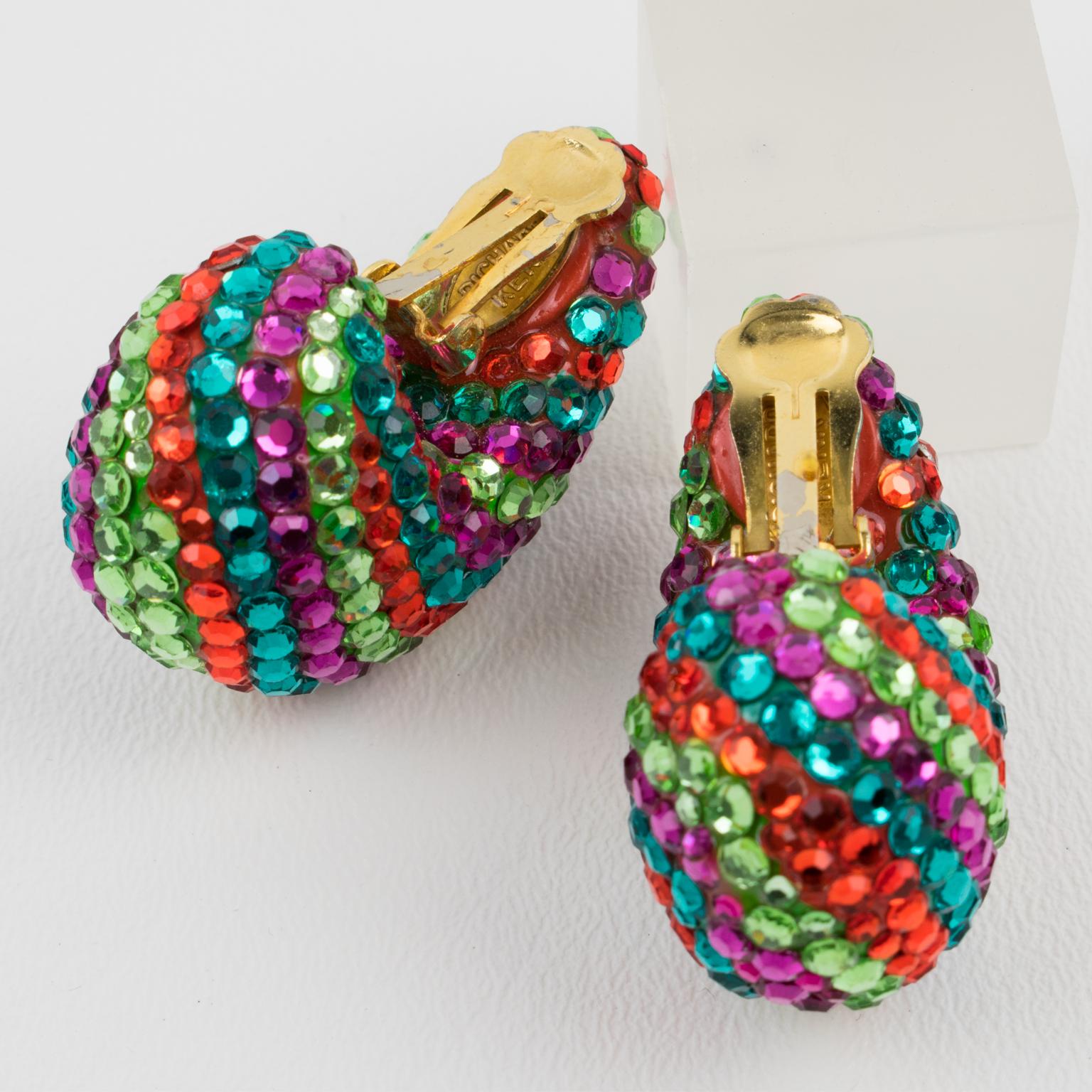 Richard Kerr Jewelled Earrings Multicolor Nautilus For Sale 3