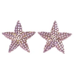 Richard Kerr Pastel Pale Mauve Jeweled Star Clip-on Earrings