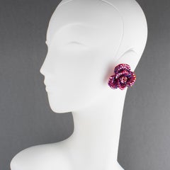 Richard Kerr Pink and AB Jeweled Roses Clip-on Earrings