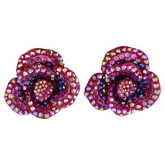 Richard Kerr - Boucles d'oreilles à pince roses roses et oranges bijoutées