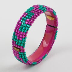 Pulsera brazalete Richard Kerr rosa y turquesa con cristales joya