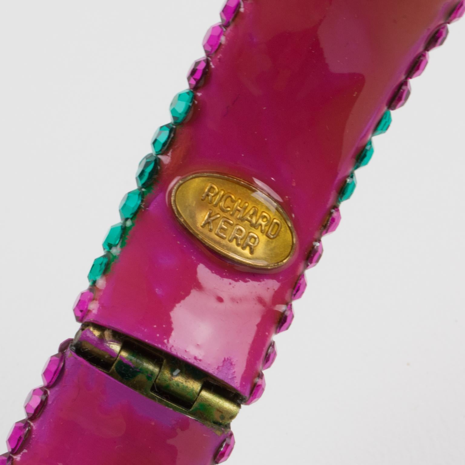 Pulsera brazalete Richard Kerr rosa y turquesa con cristales joya en venta 1