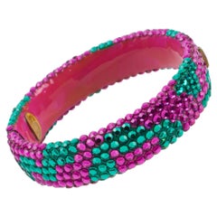 Richard Kerr Pink and Turquoise Crystal Jeweled Clamper Bracelet