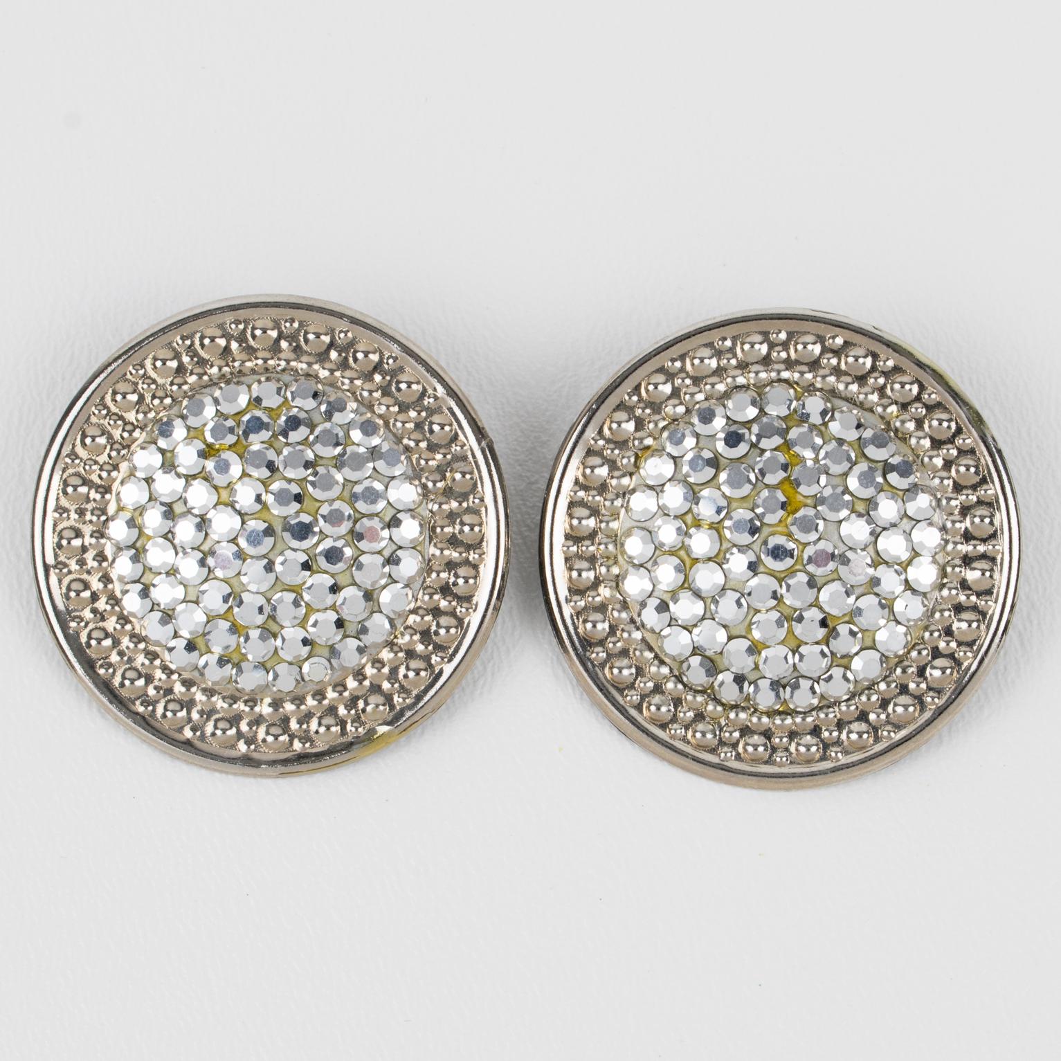 Silber-Kristall-Clip-Ohrringe von Richard Kerr (Moderne) im Angebot