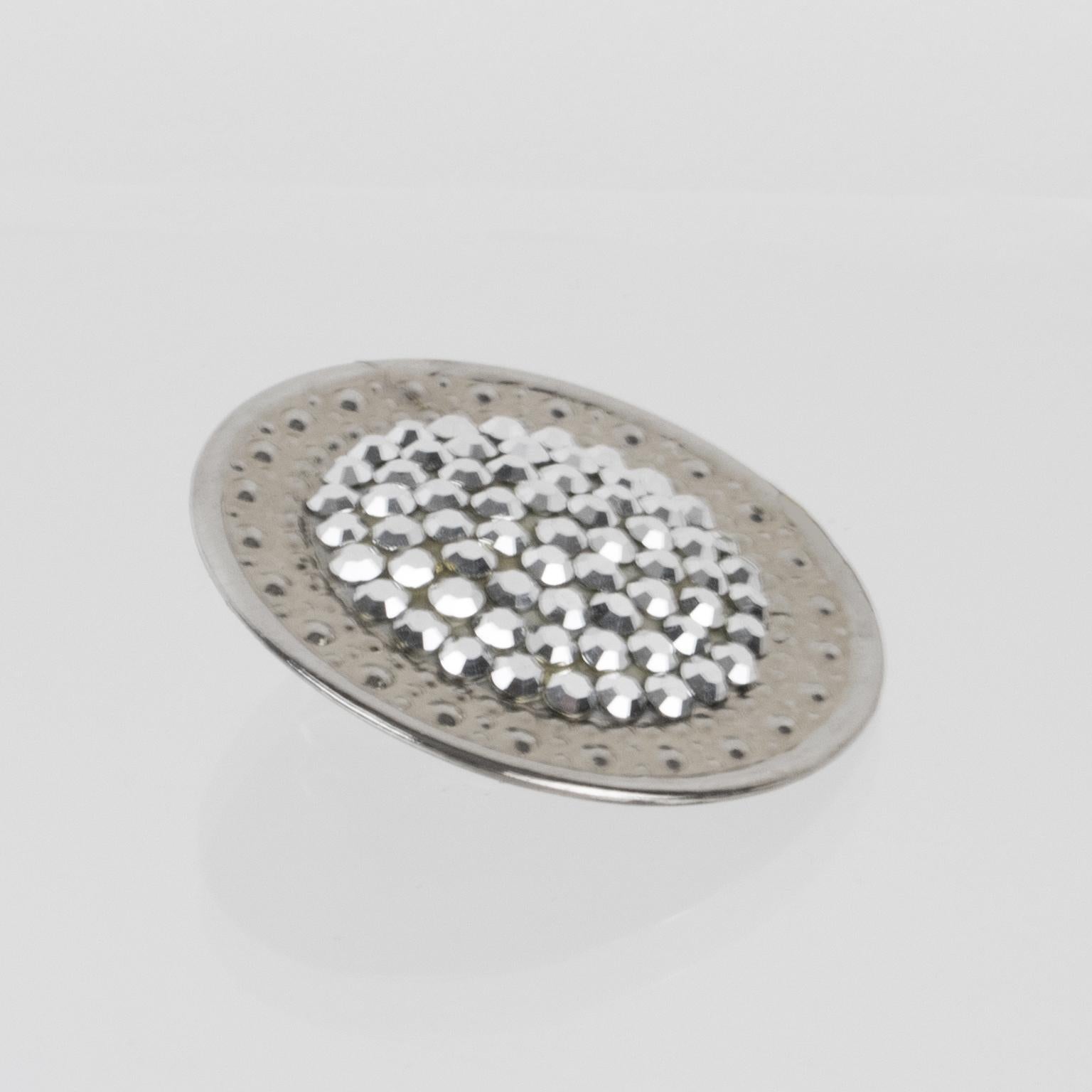 Silber-Kristall-Clip-Ohrringe von Richard Kerr im Angebot 1