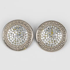 Richard Kerr Silver Crystal Jeweled Clip-on Earrings