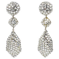 Richard Kerr Silver Jeweled Dangle Clip Earrings