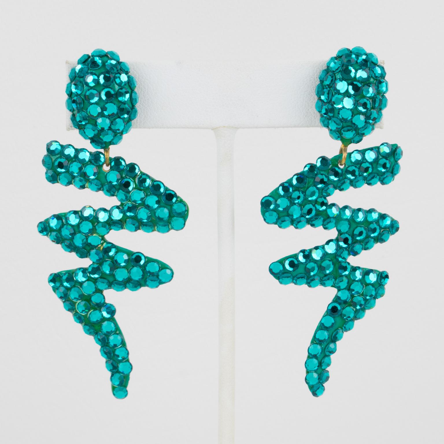 Richard Kerr Turquoise Jeweled Earrings For Sale 1