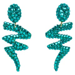 Richard Kerr Turquoise Crystal Jeweled Pierced Earrings