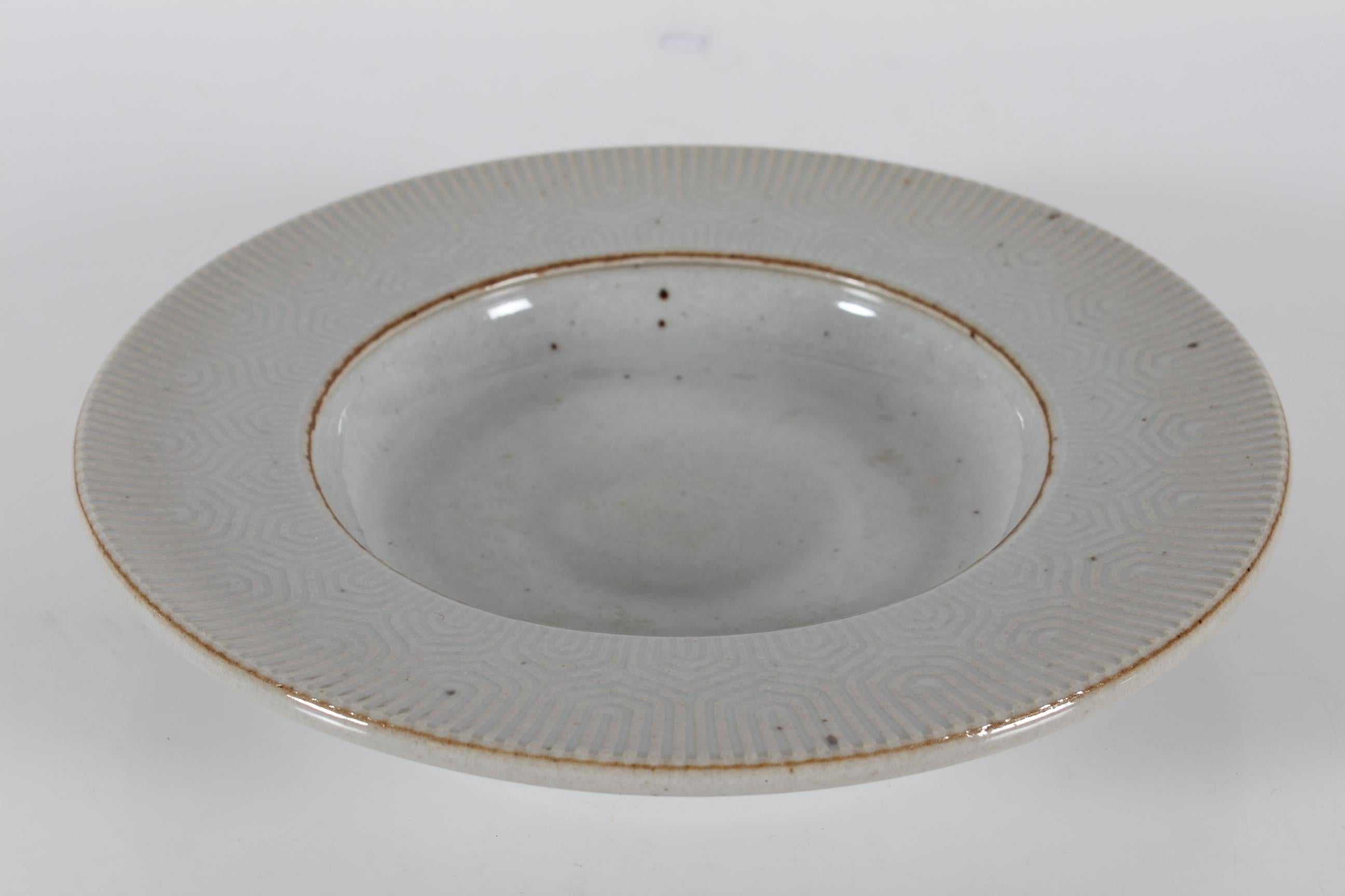 Mid-Century Modern Richard Kjærgaard for Bing & Grøndahl Ceramic Bowl with Relief Pattern 1960s For Sale