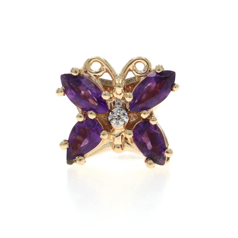 Brand: Richard Klein
Design:  Slide Charm

Metal Content: 14k Yellow Gold & 14k White Gold

Stone Information

Natural Amethysts
Carat(s): .80ctw
Cut: Marquise

Natural Diamond
Carat(s): (1) small

Total Carats: 1.80ctw

Style: Slide Charm
Theme: