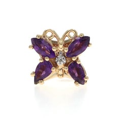 Richard Klein Amethyst Diamond Butterfly Slide Charm Yellow Gold 14k Marq1.80ctw